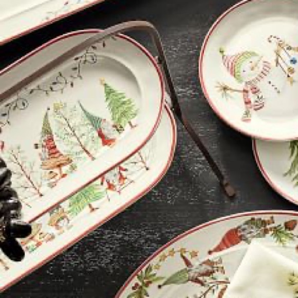 Pottery Barn Festive Tree Trimming Forest Gnomes Tiered Stand 🎄🎁 - Picture 3 of 11